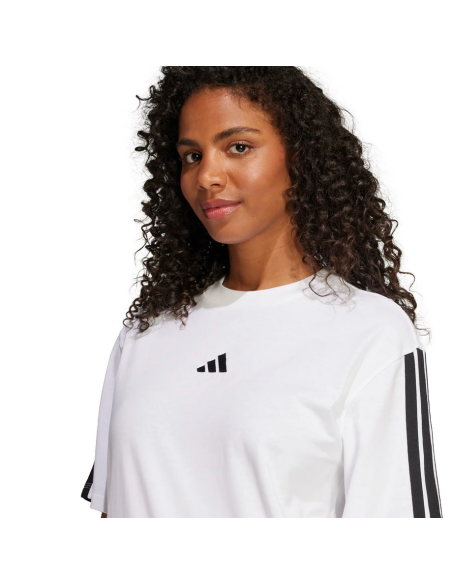WOMEN'S T-SHIRT Adidas ESSENTIALS 3 STRIPES - WHITE