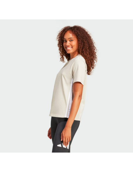 T-SHIRT FEMME Adidas Essentials 3 bandes - BEIGE