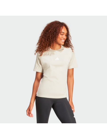 T-SHIRT DONNA Adidas Essentials 3 stripes - BEIGE