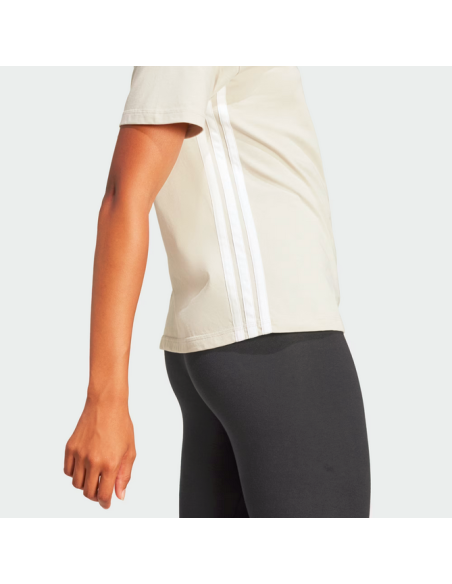 CAMISETA DE MUJER Adidas Essentials 3 rayas - BEIGE