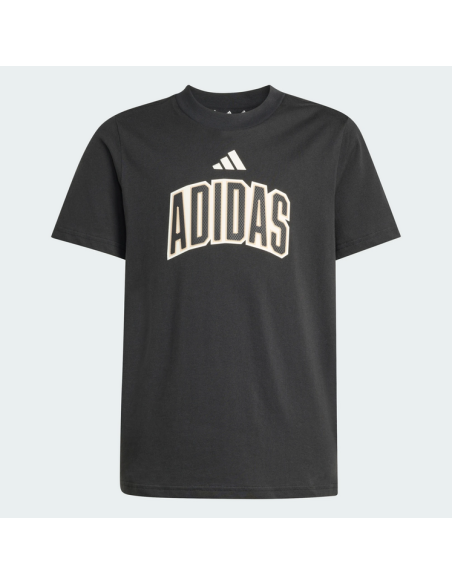 adidas Jungen-T-Shirt mit Stadion-Schriftzug – Schwarz