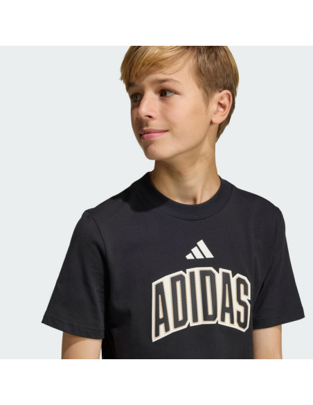 adidas Boys' Stadium Lettering T-Shirt - Black