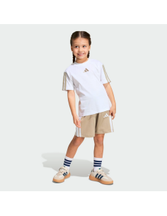 completo Bambina Adidas ESSENTIALS 3 STRIPES - BIANCO\BEIGE