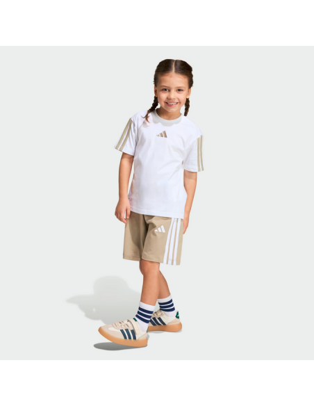Adidas ESSENTIALS 3 STRIPES Girls' Tracksuit - WHITE/BEIGE
