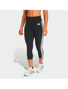 Leggings donna Optime Essentials 3 strisce 3/4 - Nero