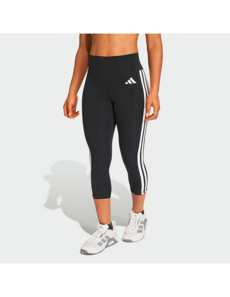 Leggings donna Optime Essentials 3 strisce 3/4 - Nero