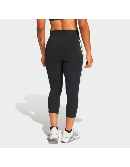 Leggings donna Optime Essentials 3 strisce 3/4 - Nero