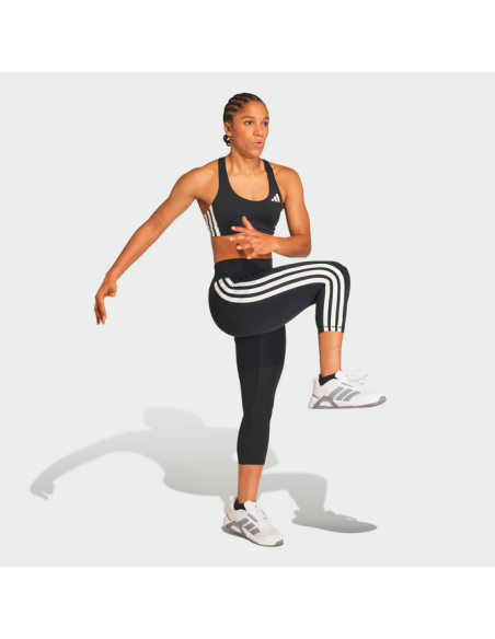 Optime Essentials 3-Stripe 3/4 Women's Leggings - Black