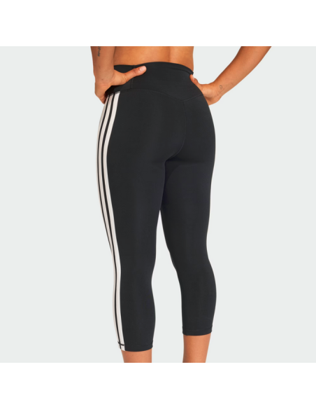 Leggings donna Optime Essentials 3 strisce 3/4 - Nero