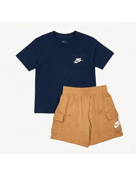 Nike Pocket Tee Kids' Set - Blue/Beige