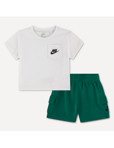 Completo Bambino Nike Pocket Tee set - BIANCO/VERDE