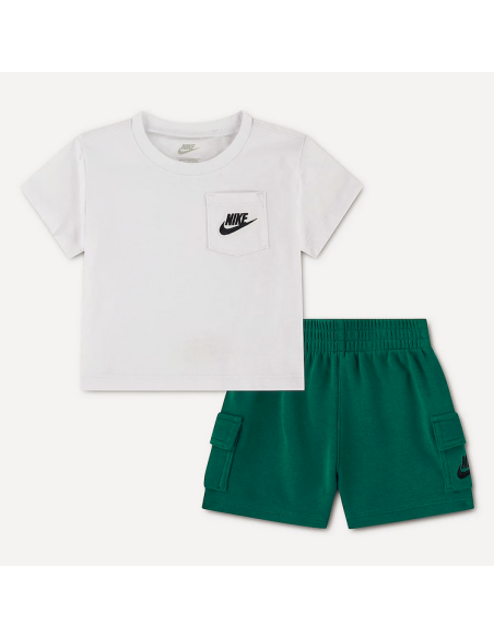 Completo Bambino Nike Pocket Tee set - BIANCO/VERDE