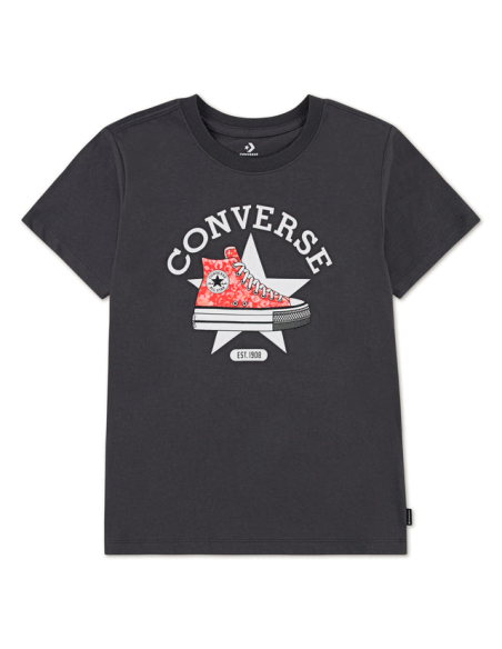 T-shirt ragazza Converse sneaker graphics - Grigio\rosso
