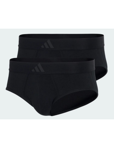 Two Adidas Active Flex Cotton 3-Stripes Men's Briefs - Black