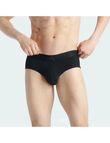Two Adidas Active Flex Cotton 3-Stripes Men's Briefs - Black