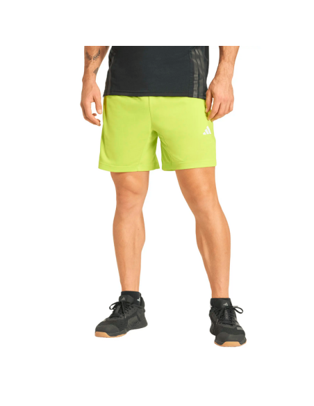 Adidas Pique Workout Base 3-Stripes Men's Shorts - NEON YELLOW