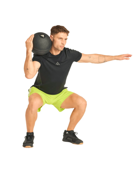 Adidas Pique Workout Base 3-Stripes Men's Shorts - NEON YELLOW