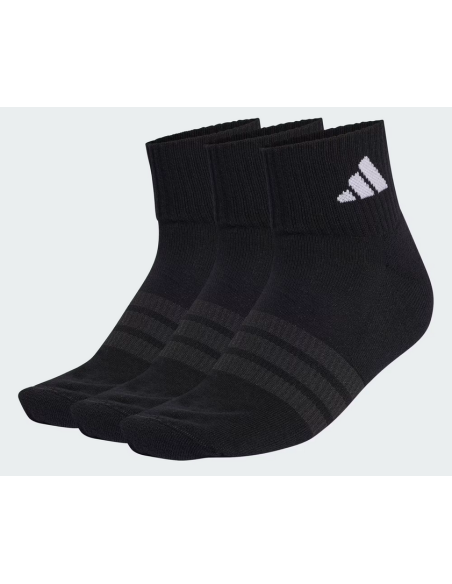 Tre Paia di Calze Adidas 3-Stripes Cushioned alla Caviglia - Nero