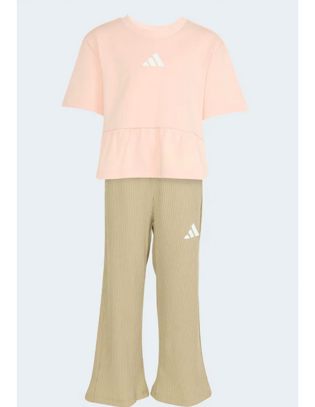 Adidas Essentials SWTP Girls' Tracksuit - Beige/Pink