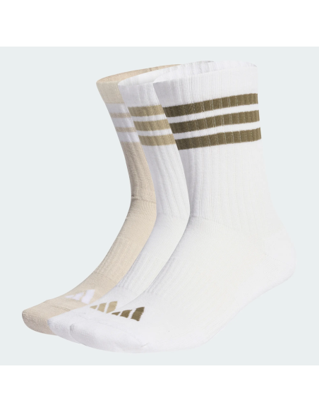 Adidas 3-Stripes Cushioned Sportswear Crew Socks - White/Beige