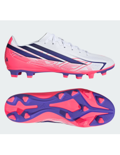 Adidas F50 Hyperfast Club Kids' Soccer Shoes - White/Fuchsia