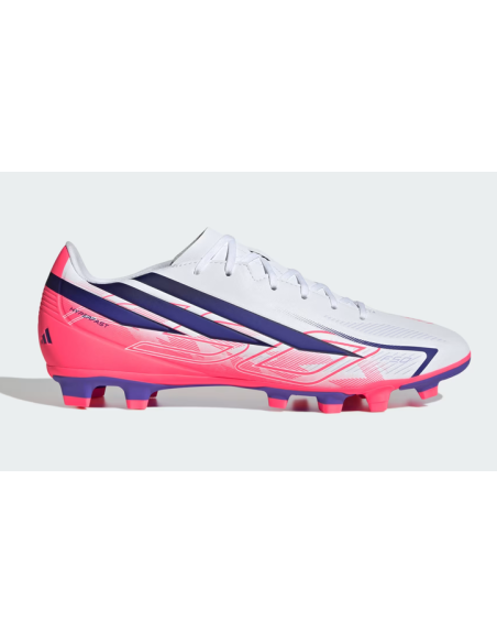 Adidas F50 Hyperfast Club Kids' Soccer Shoes - White/Fuchsia