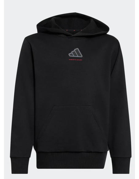 Adidas Boys' Hoodie Slogan Fleece - Black