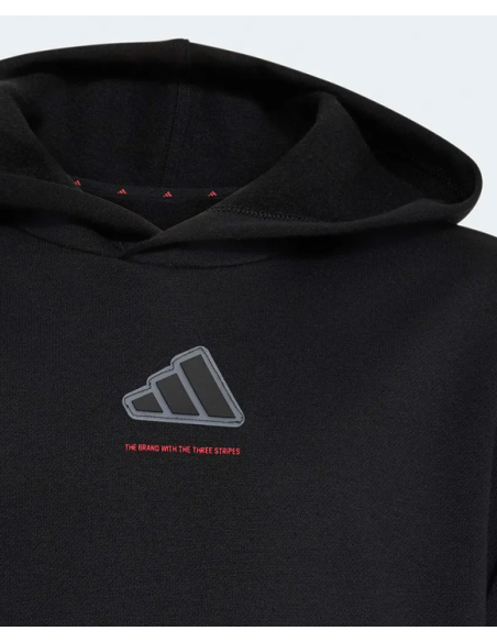 Adidas Boys' Hoodie Slogan Fleece - Black