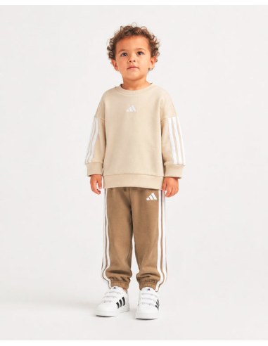 Adidas 3-Stripes Tracksuit for Boys - Beige/Brown