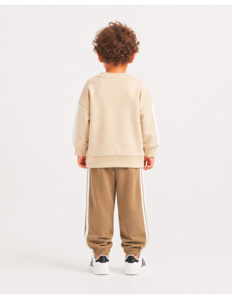 Adidas 3-Stripes Tracksuit for Boys - Beige/Brown