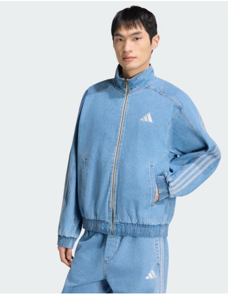 Adidas Men's Denim Jacket - Light Blue