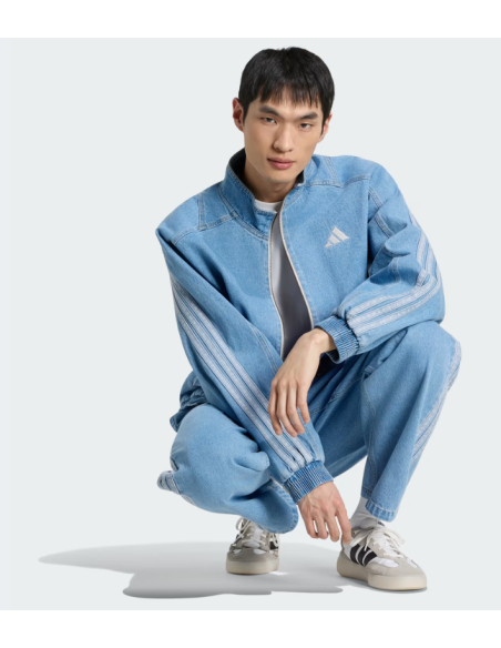 Adidas Men's Denim Jacket - Light Blue