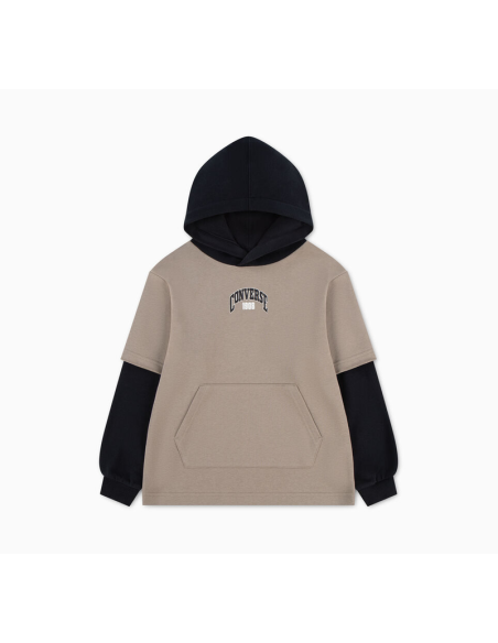 Felpa Ragazzo CONVERSE Colorblock Patch Hoodie - BEIGE