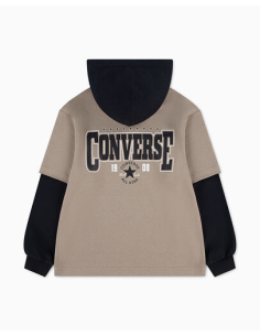 Converse Boys' Colorblock Patch Hoodie - Beige 2