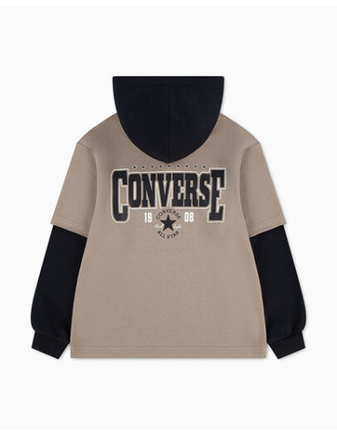 Converse Boys' Colorblock Patch Hoodie - Beige