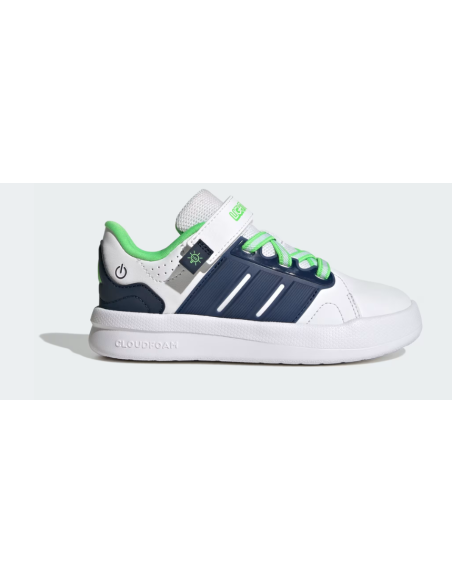 Scarpe Bambino Adidas LIGHTORAMA COURT EL I - BIANCO/VERDE/BLU